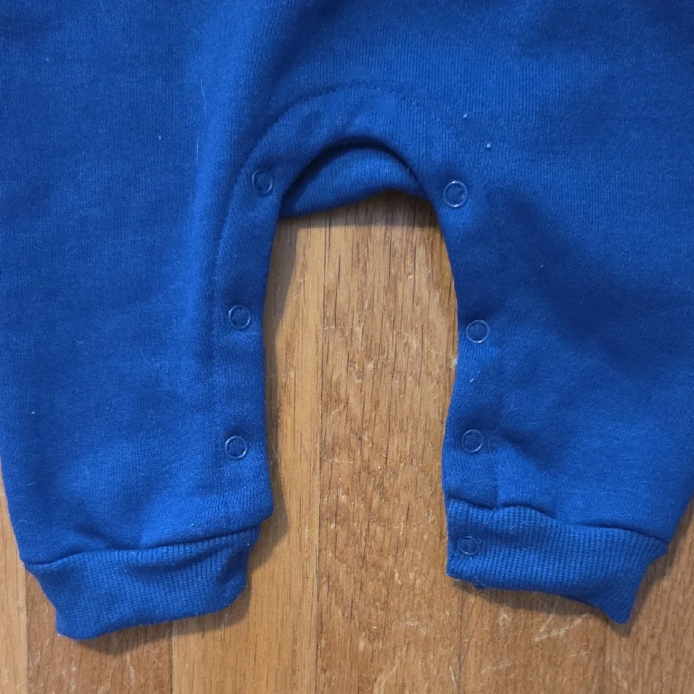 U.S. Polo Assn. Blue Kids One Piece Cotton Blend Warm Fleece Romper Snow Sz 6/9M